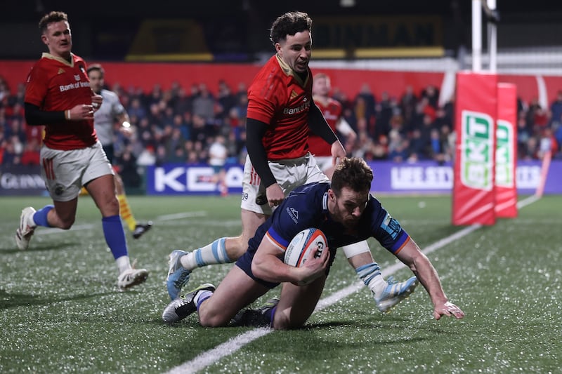 Edinburgh's Matt Currie scores a try. Photograph: Bryan Keane/Inpho