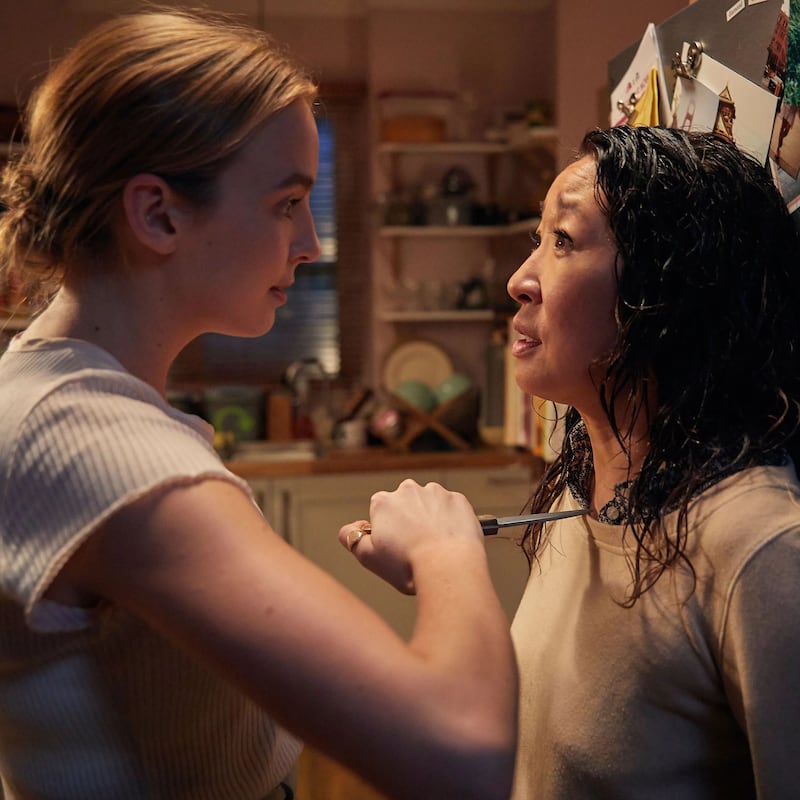 Killing Eve: Jodie Comer, as the assassin Villanelle, with Sandra Oh in the hit BBC drama