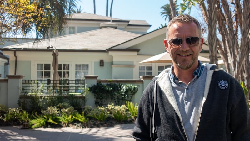 Fionn Davenport in California in 2016, utside  the bungalow  Greta Garbo checked into when she wanted to be alone