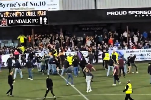 Three arrested after fans invade pitch following Louth derby in Oriel Park