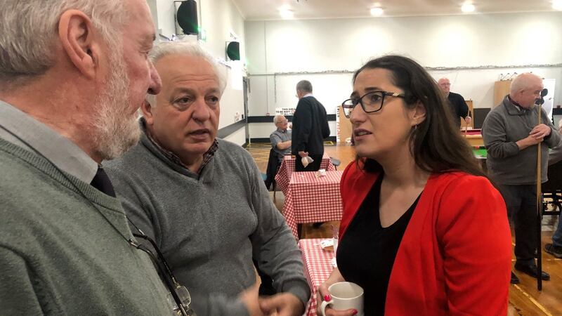 Fine Gael Dublin Mid West byelection candidate Emer Higgins at the Retired Active Men’s Social in Newcastle, Co Dublin. Photograph: Fiach Kelly