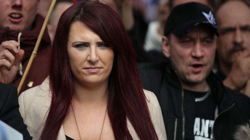 Jayda Fransen of the far-right  a organisation Britain First, marching in central London on April 1st last. Photograph: Daniel Leal Olivas/AFP/Getty Images