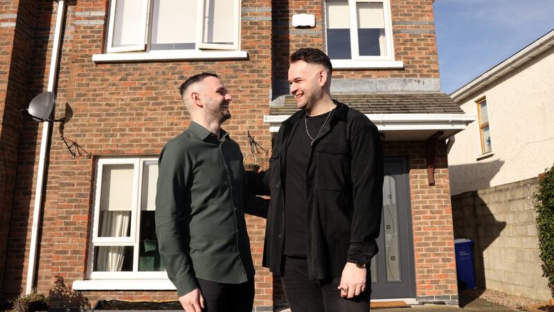 First-time buyers, Michael Gibney and his husband Karl Dawson at their house in Athy, Co Kildare. Photograph: Laura Hutton