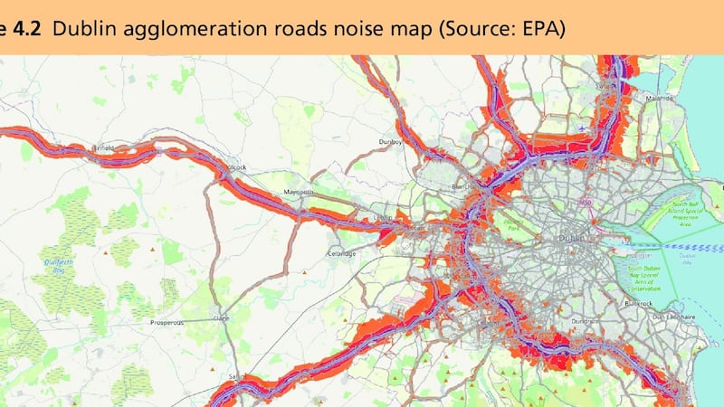 A strategic noise map for the M50 and motorways accessing Dublin.