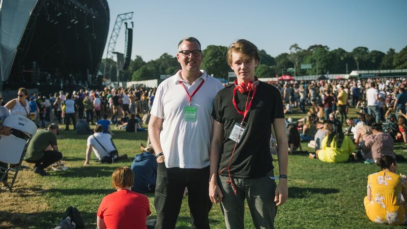 Brian Spollen and his son, Marlon, at a gig in Malahide Castle, June 2018. Photograph: Ruth Medjber