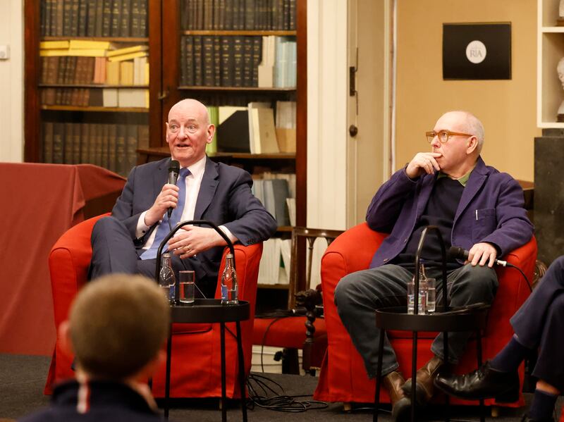 Mark Durkan, former SDLP leader and deputy first minister of Northern Ireland, and Prof Graham Spencer of the University of Portsmouth at the launch of Mr Durkan's book The SDLP, Politics and Peace. Photograph: Nick Bradshaw/The Irish Times