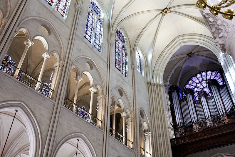 Part of the nave and the organ of Notre Dame cathedral. Photograph: Stephane De Sakutin/AFP/Getty Images