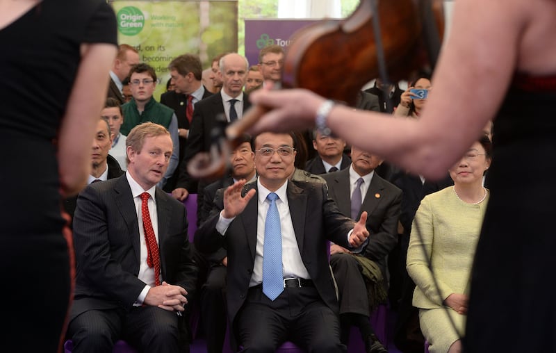 Former Chinese premier Li Keqiang with then taoiseach Enda Kenny during a trip to Ireland. Photograph: Cyril Byrne