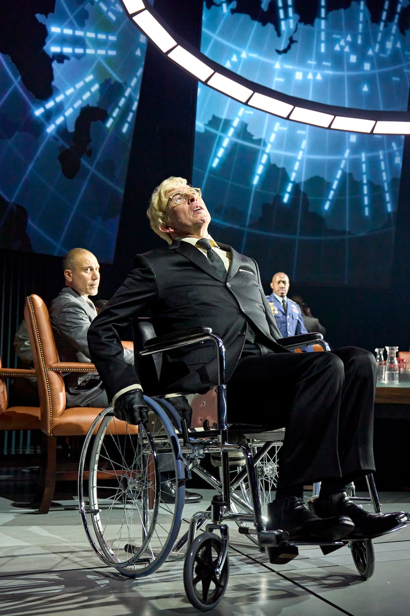 Steve Coogan as Dr Strangelove in the stage adaptation of Stanley Kubrick’s satire. Photograph: Manuel Harlan