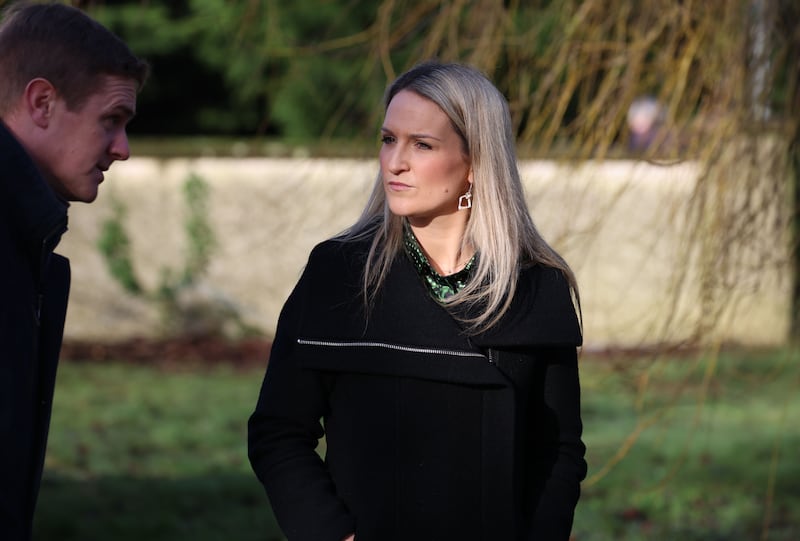 Minister for Justice Helen McEntee at the State Funeral of former taoiseach, John Bruton. at St Peter and Paul’s Church, Dunboyne, Co Meath. Photograph: Dara Mac Dónaill/The Irish Times