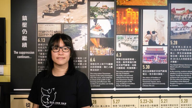 Chow Hang-tung, vice-chair of the group that organised the annual Tiananmen mass memorial, jailed for 12 months. Photograph:   Alex Chan Tsz Yuk/Sopa Images/LightRocket via Getty Images