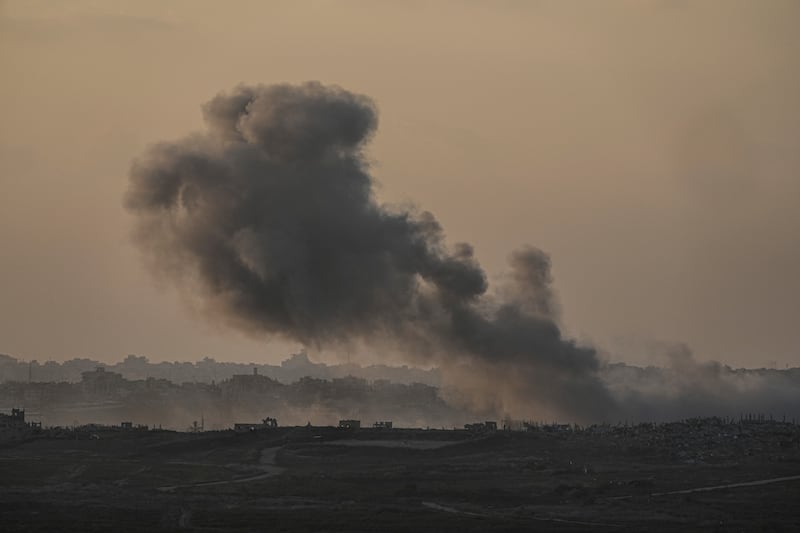 Smoke rises following an Israeli air strike in the Gaza Strip. Photograph: Tsafrir Abayov/AP