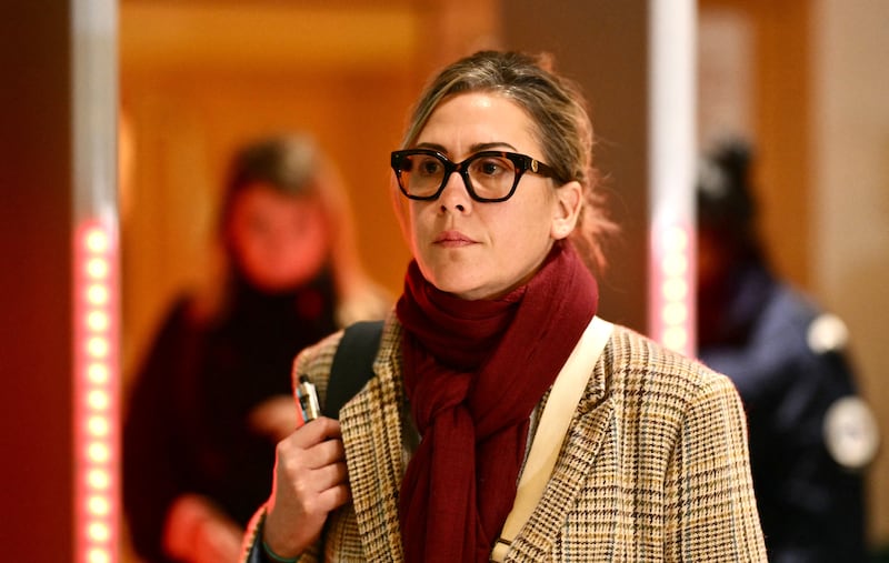 Gisèle Pelicot's daughter Caroline leaves the courthouse in Avignon on Tuesday. Photograph: Christophe Simon/AFP via Getty Images