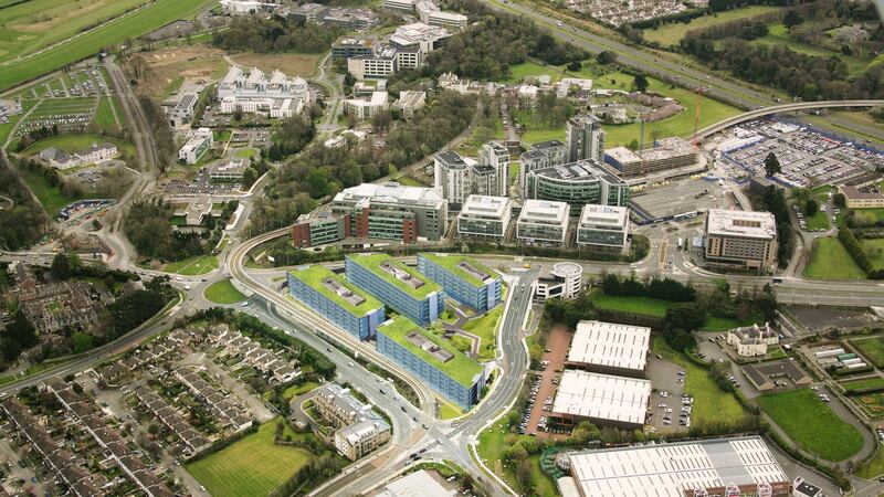 The former FAAC Electronics site (in blue) outside the Sandyford Industrial Estate, which London property developer Aldgate has acquired.