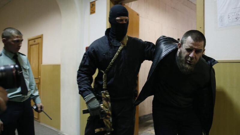 Tamerlan Eskerkhanov is one of three men being held in custody over the killing of opposition politician Boris Nemtsov in Moscow. Photograph: Yuri Kochetkov/EPA