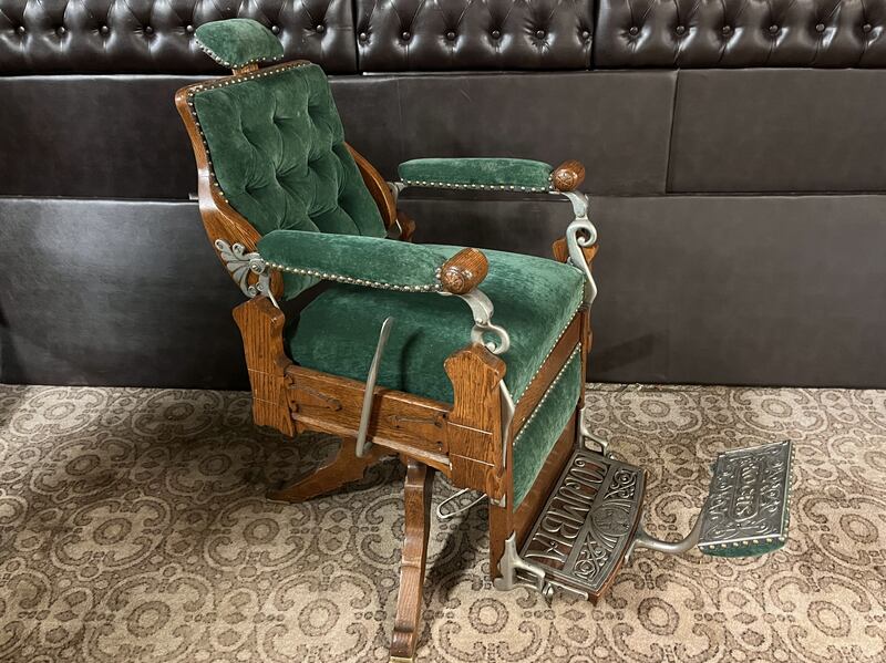 Edwardian-style barber’s chair from Reads Cutlers on Parliament Street. Photograph: PA