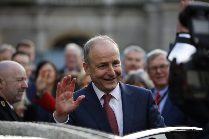 Taoiseach Michael Martin TD leaving the Dail and on his way to the Aras this afternoon.  Photograph Nick Bradshaw 