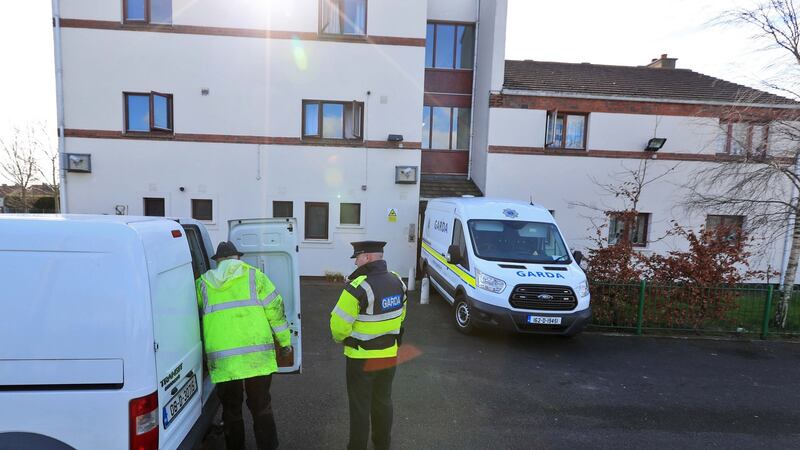 Gardaí continue their technical examination of the scene at Cluainin Cronan on Kilcronan Avenue, Clondalkin, where four died in a fire on Wednesday. Photograph: Colin Keegan/Collins Dublin