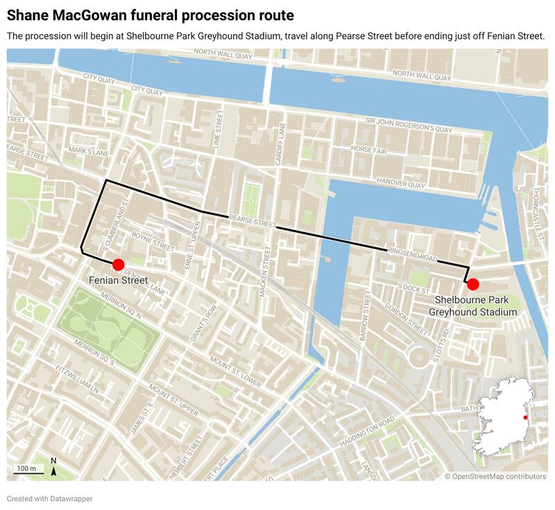 Shane MacGowan funeral procession route