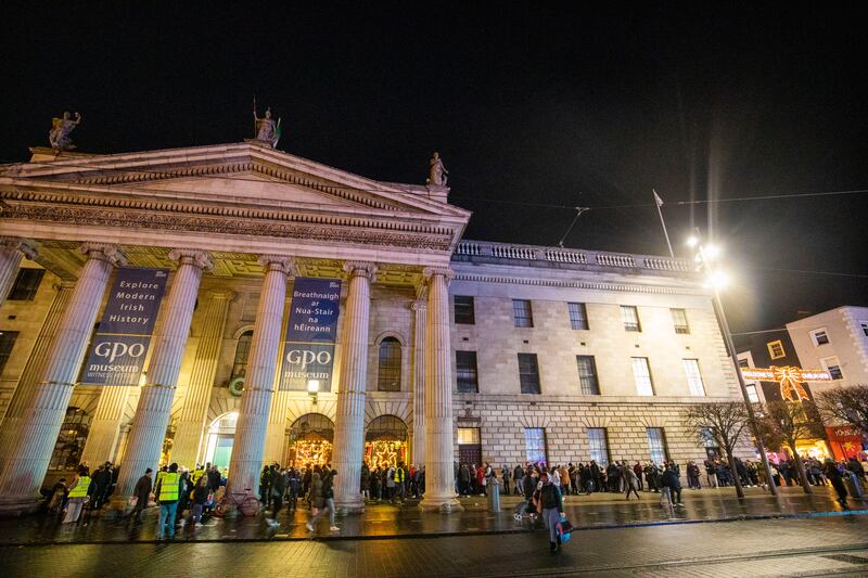 People queuing for food at the GPO on Dublin's O'Connell Street last winter. Photograph: Tom Honan