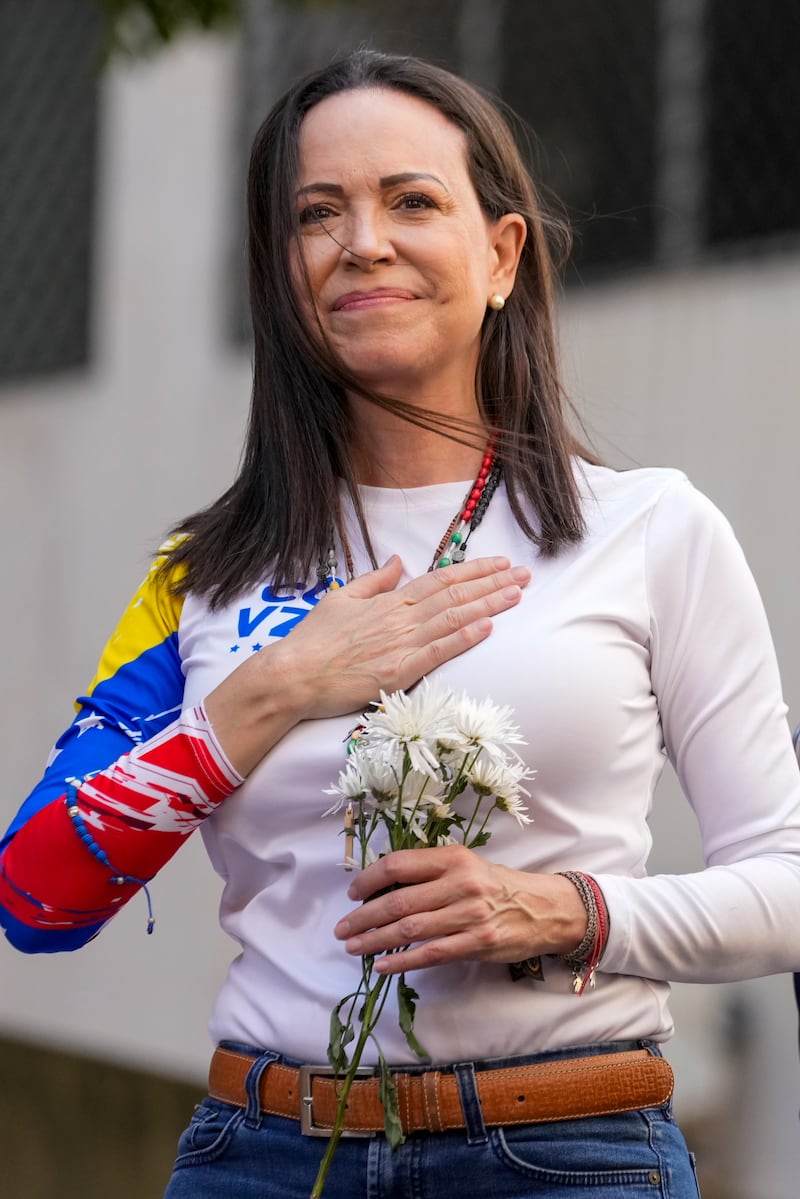 Opposition leader Maria Corina Machado. Photograph: Ariana Cubillos/AP