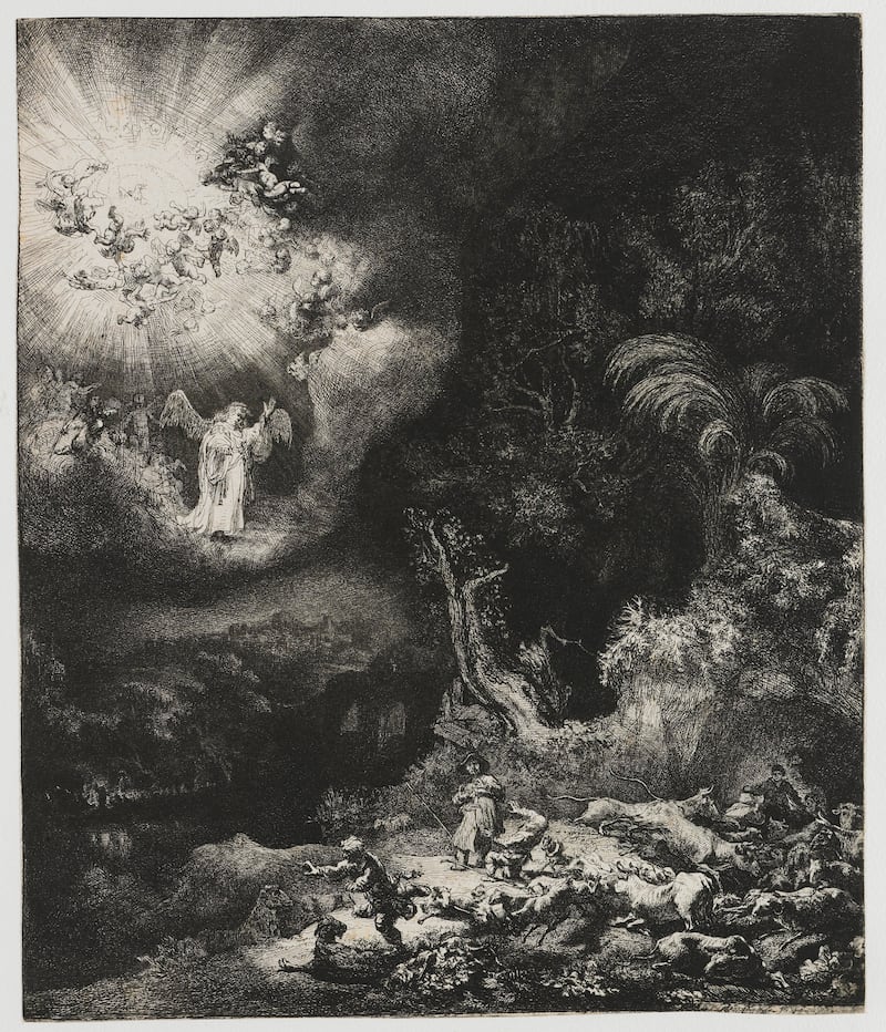 Annunciation to the Shepherds by Rembrandt