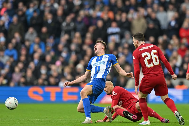 David Coote was the referee in charge when Liverpool's Brazilian midfielder Fabinho felled Brighton's Irish striker Evan Ferguson with a terrible tackle. Photograph: Glyn Kirk/AFP via Getty Images