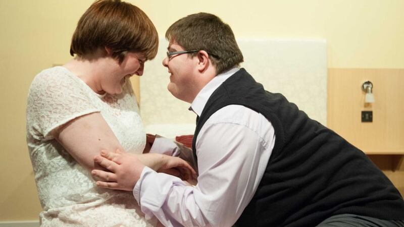 Kieran Coppinger (33) and Charlene Kelly in Blue Teapot Theatre Company’s play Sanctuary, about two people with disabilities who fall in love