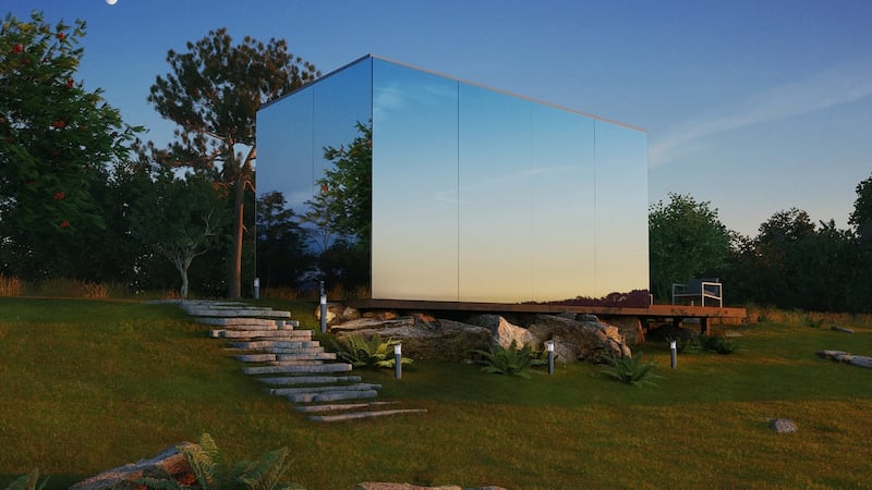 Mirrored glass box by Pod Office Solutions.