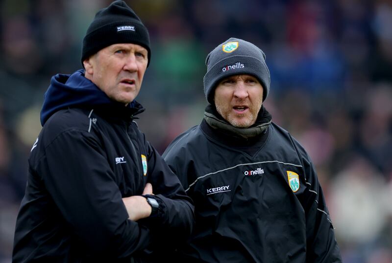 Kerry’s manager Jack O'Connor and Paddy Tally. Photograph: James Crombie/Inpho