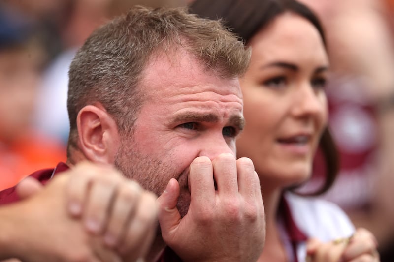 A dejected Galway supporter at the All-Ireland final as the Tribesmen's dreams of glory fade and die. Photograph: Bryan Keane/Inpho