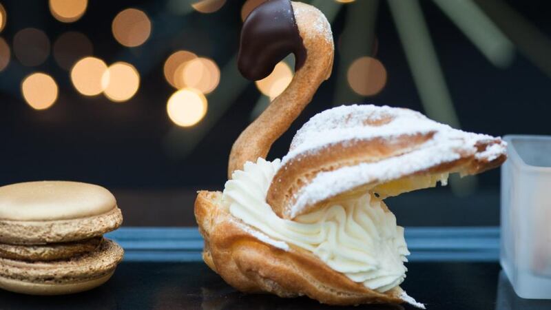 Seasonal specials at the Marker Hotel take their inspiration from The Twelve Days of Christmas: seven swans a swimming choux pastries and five gold rings macarons