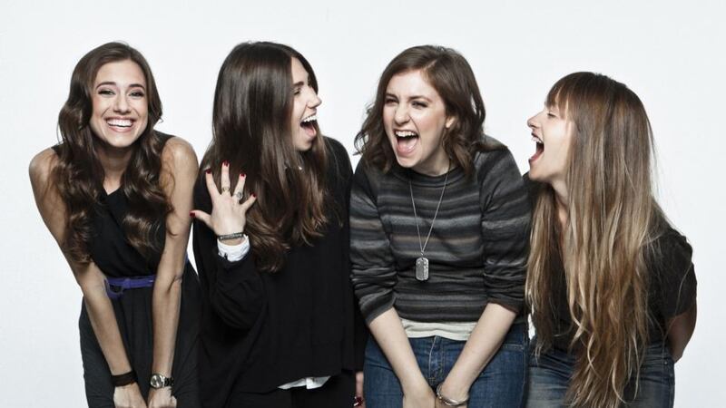 Lena Dunham with Allison Williams, Zosia Mamet and Jemima Kirke from her series Girls. Photograph: Chad Batka/New York Times