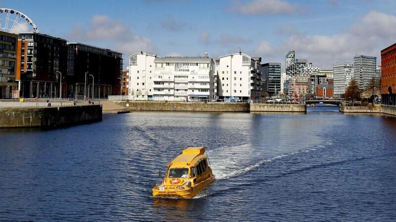 File photo of a Duckmarine tour bus in Albert Dock, Liverpool.  Photograph: Peter Byrne/PA Wire