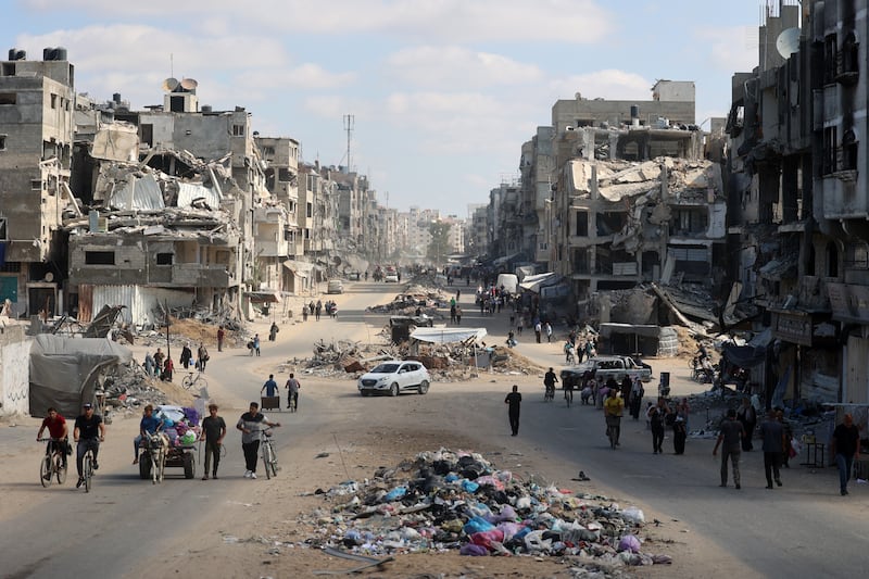 Palestinians carry their belongings as they flee areas north of Gaza City in the northern Gaza Strip on October 12th. Photograph: Omar Al-Qattaa/AFP via Getty