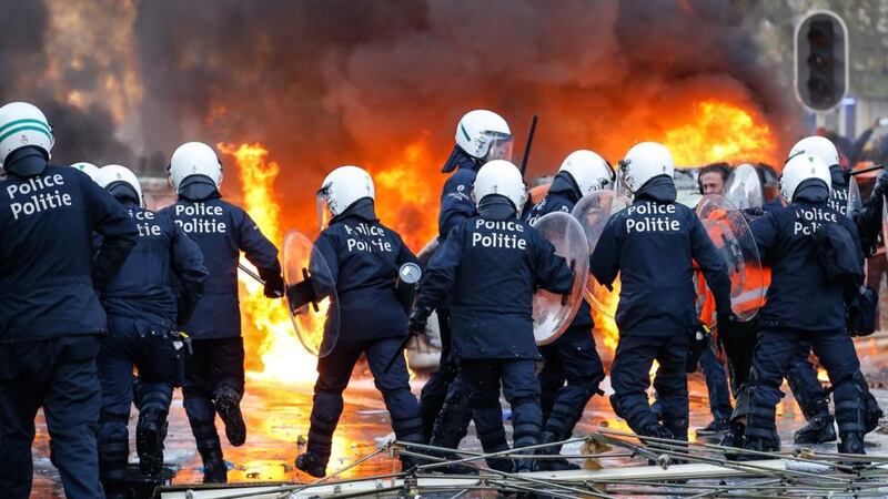 The trade union front (FGTB-CSC-CGSLB) plans regional strikes every Monday starting November 24th, culminating in a national strike on December 15th. Photograph: Julien Warnand/EPA