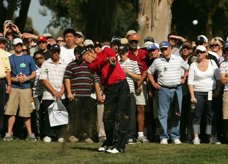 Charles Howell III hits from the rough on the 13th hole during the third round of the Nissan Open. Photograph: Stephen Dunn/Getty