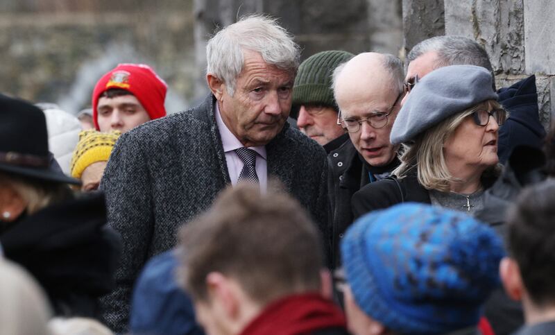 Independent TD Michael Lowry arrives at St Mary of the Rosary Church in Nenagh. Photograph: Laura Hutton