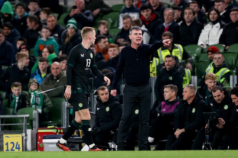 Stephen Kenny during the friendly against New Zealand in the Aviva Stadium in Dublin on Tuesday night. Photograph: Ben Brady