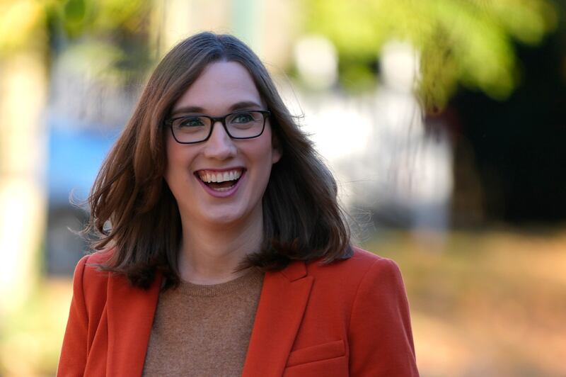 US election: Sarah McBride has become the first openly transgender person elected to Congress. Photograph: AP Photo/Pamela Smith