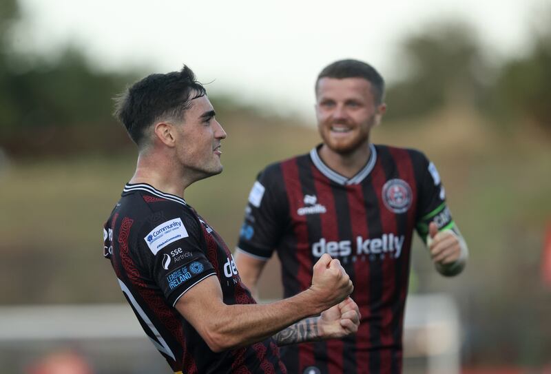 Dawson Devoy of Bohemians celebrates scoring against Waterford last season. Photograph: Bryan Keane/Inpho