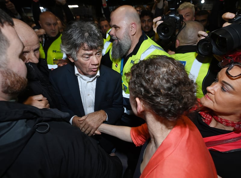 Gerry Hutch congratulates Labour's Marie Sherlock after her election to the Dáil in Dublin Central. Photograph: Charles McQuillan/Getty Images