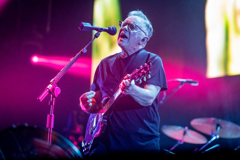 Bernard Sumner of New Order performs on stage at 3Arena, Dublin. Photograph: Tom Honan