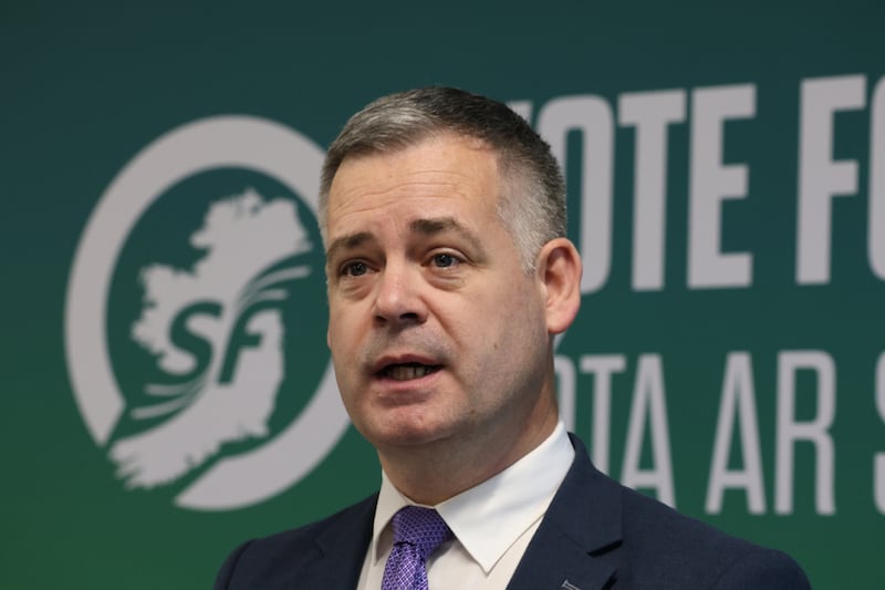 Pearse Doherty outline how a Sinn Féin government would implement 'Six Steps to End the Waste of Public Money' at a press briefing in Dublin this afternoon. Photograph: Stephen Collins/Collins Photos


