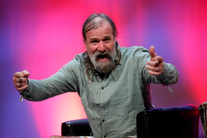 Dutch motivational speaker Wim Hof also known as The Iceman pictured on main stage at Pendulum Summit. Photograph: Conor McCabe Photography