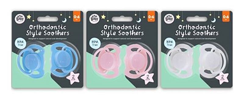 People are being advised to stop using the  two-pack of 123 Baby Essentials Orthodontic Style Soothers product immediately. Photograph: Consumer Protection Commission 