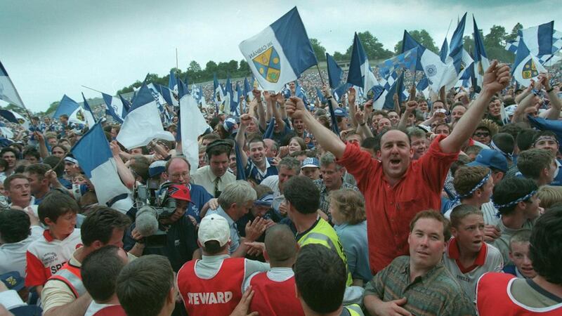 Cavan fans celebrate their 1997 Ulster final win. Photograph: Billy Stickland/Inpho