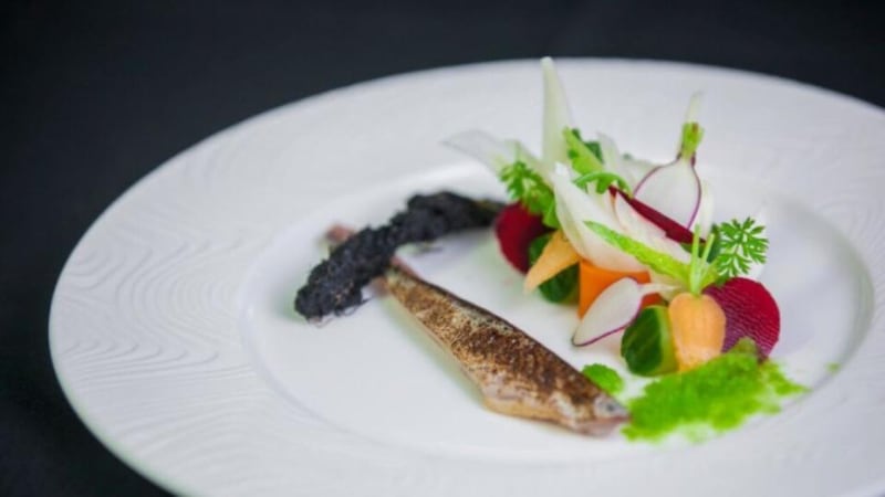 This is Irish food: mackerel, pickle, sheep yogurt, the dish that clinched the 2017 European Young Chef award for Aisling Rock of Galway-Mayo Institute of Technology