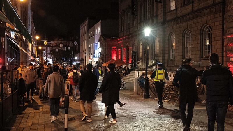 A busy South William Street in Dublin. Garda sources are divided on whether extended opening hours will increase or reduce the demand for policing. Photograph: Damien Eagers