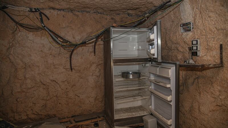 A fridge contained within a network of tunnels dug into mountains near Khan Sheikhoun city. Photograph: Syrian Arab News Agency